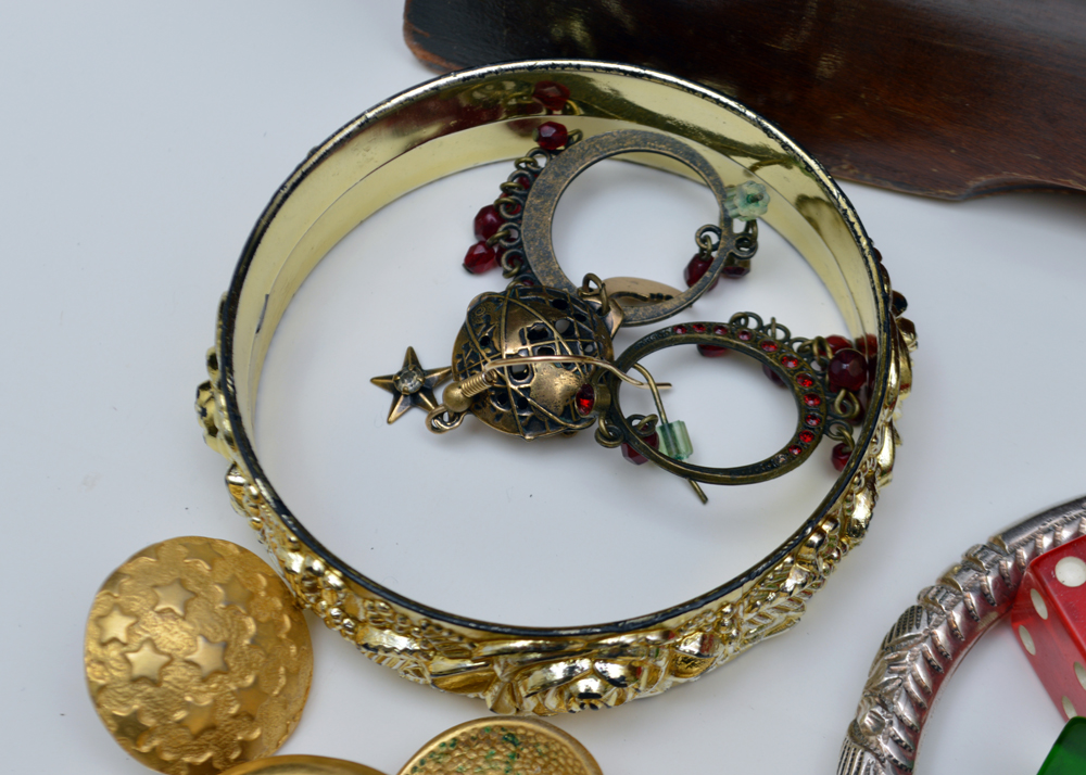 Assorted Costume Jewelry and Jewelry Box