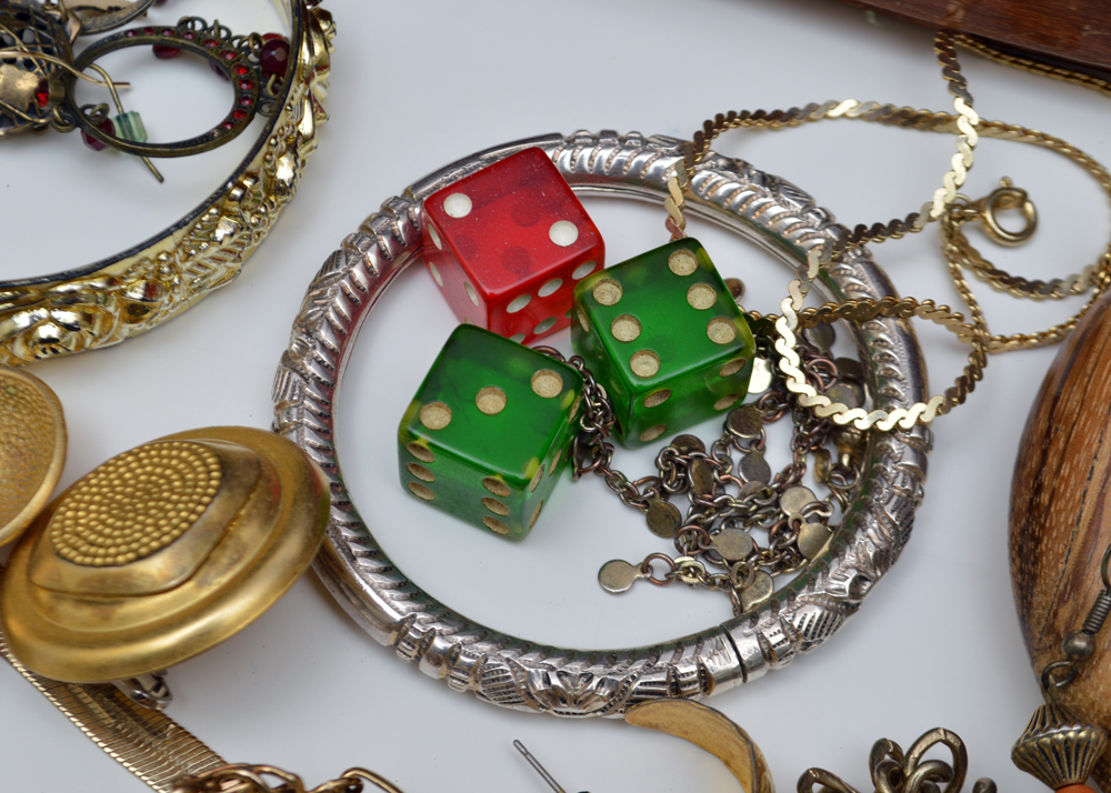 Assorted Costume Jewelry and Jewelry Box