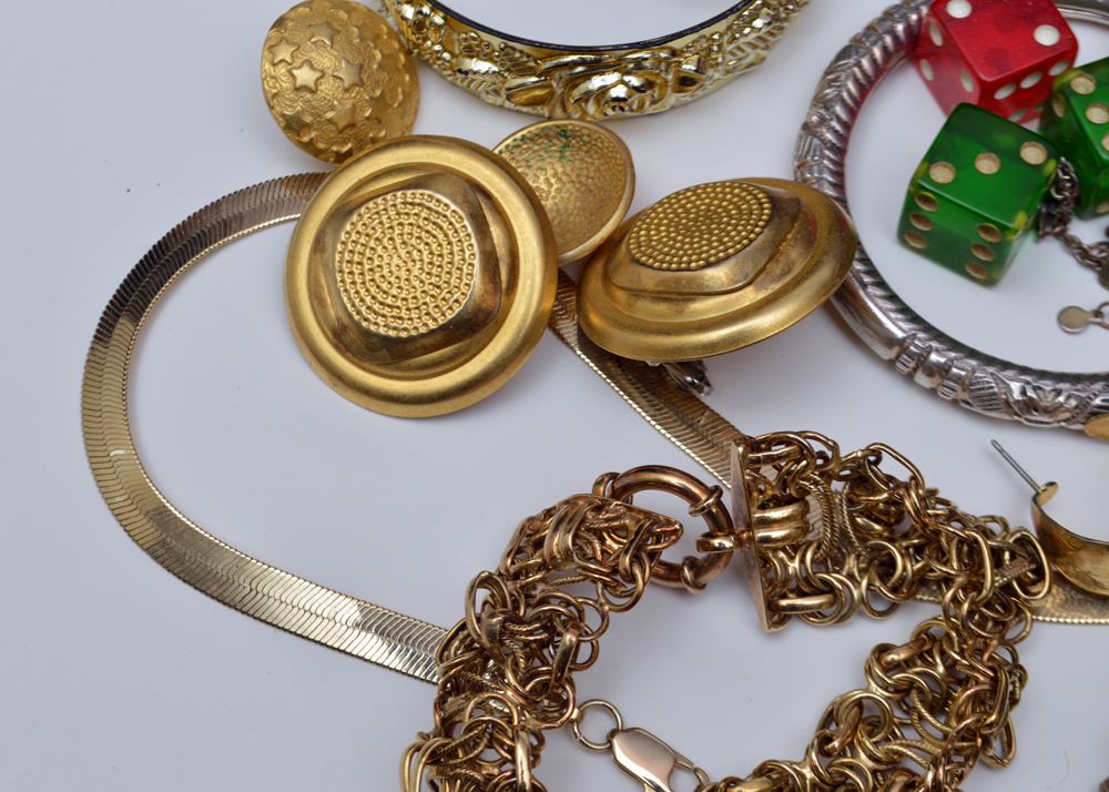 Assorted Costume Jewelry and Jewelry Box