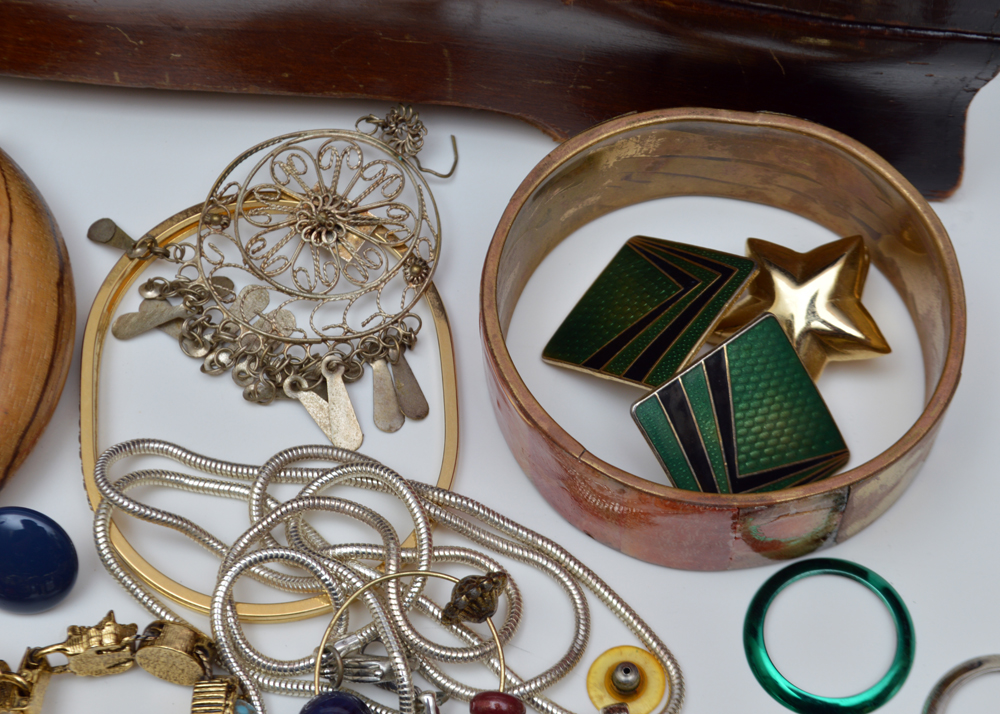 Assorted Costume Jewelry and Jewelry Box