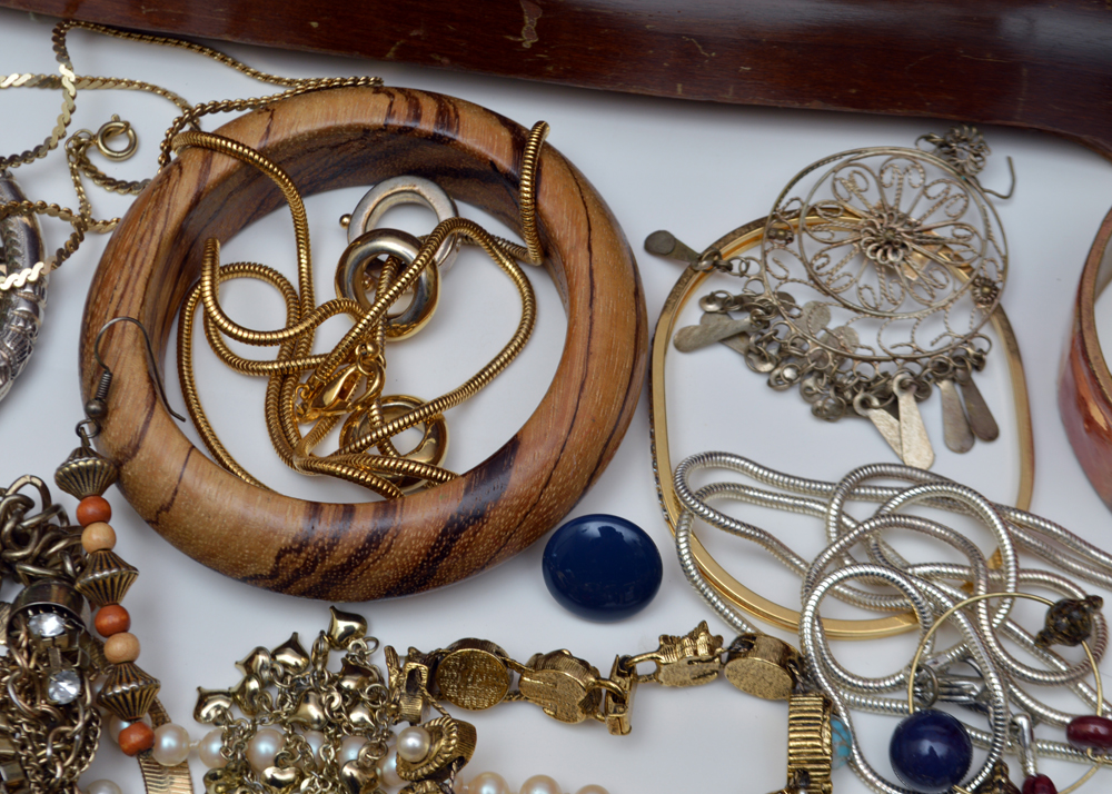 Assorted Costume Jewelry and Jewelry Box