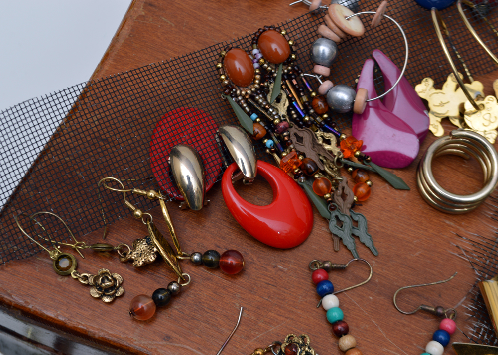 Assorted Costume Jewelry and Jewelry Box