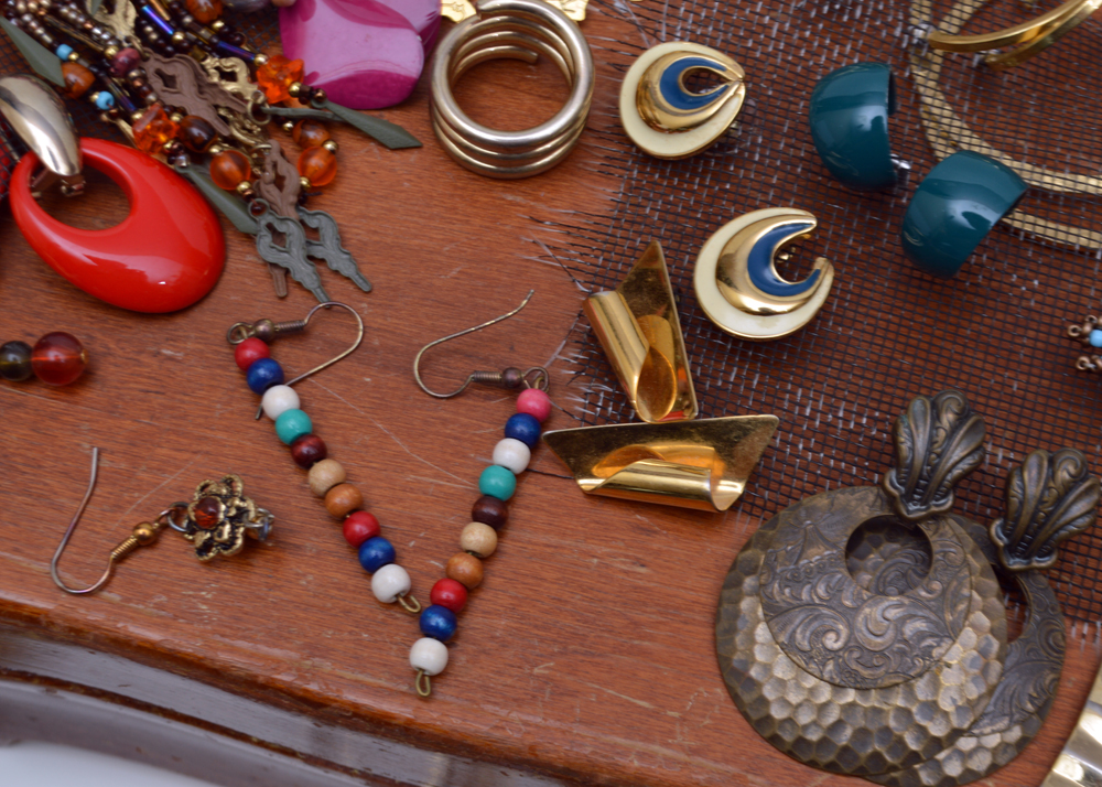 Assorted Costume Jewelry and Jewelry Box