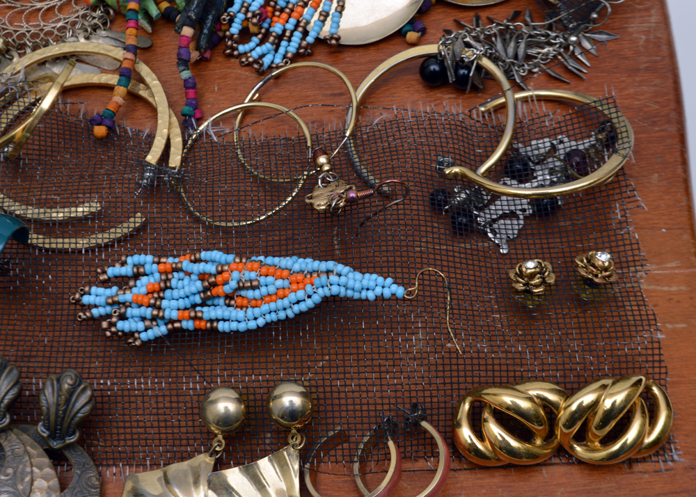 Assorted Costume Jewelry and Jewelry Box