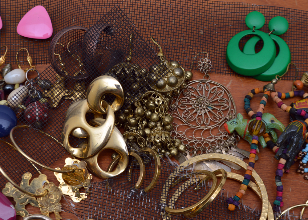 Assorted Costume Jewelry and Jewelry Box