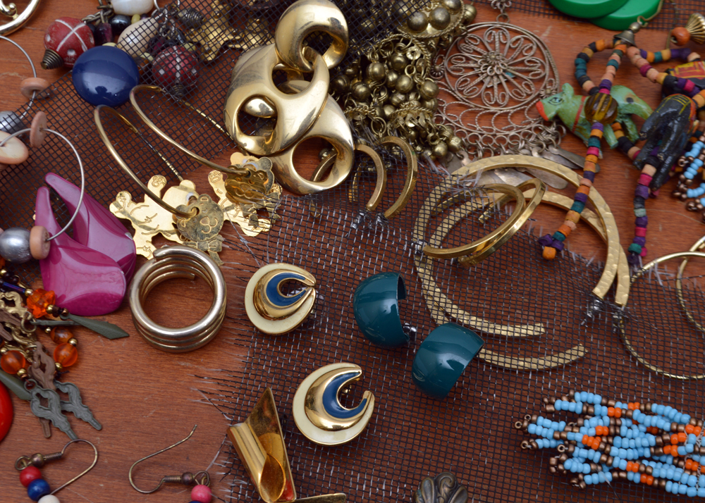 Assorted Costume Jewelry and Jewelry Box