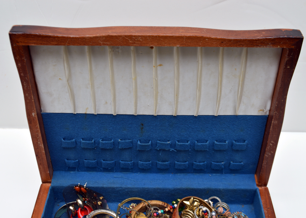 Assorted Costume Jewelry and Jewelry Box