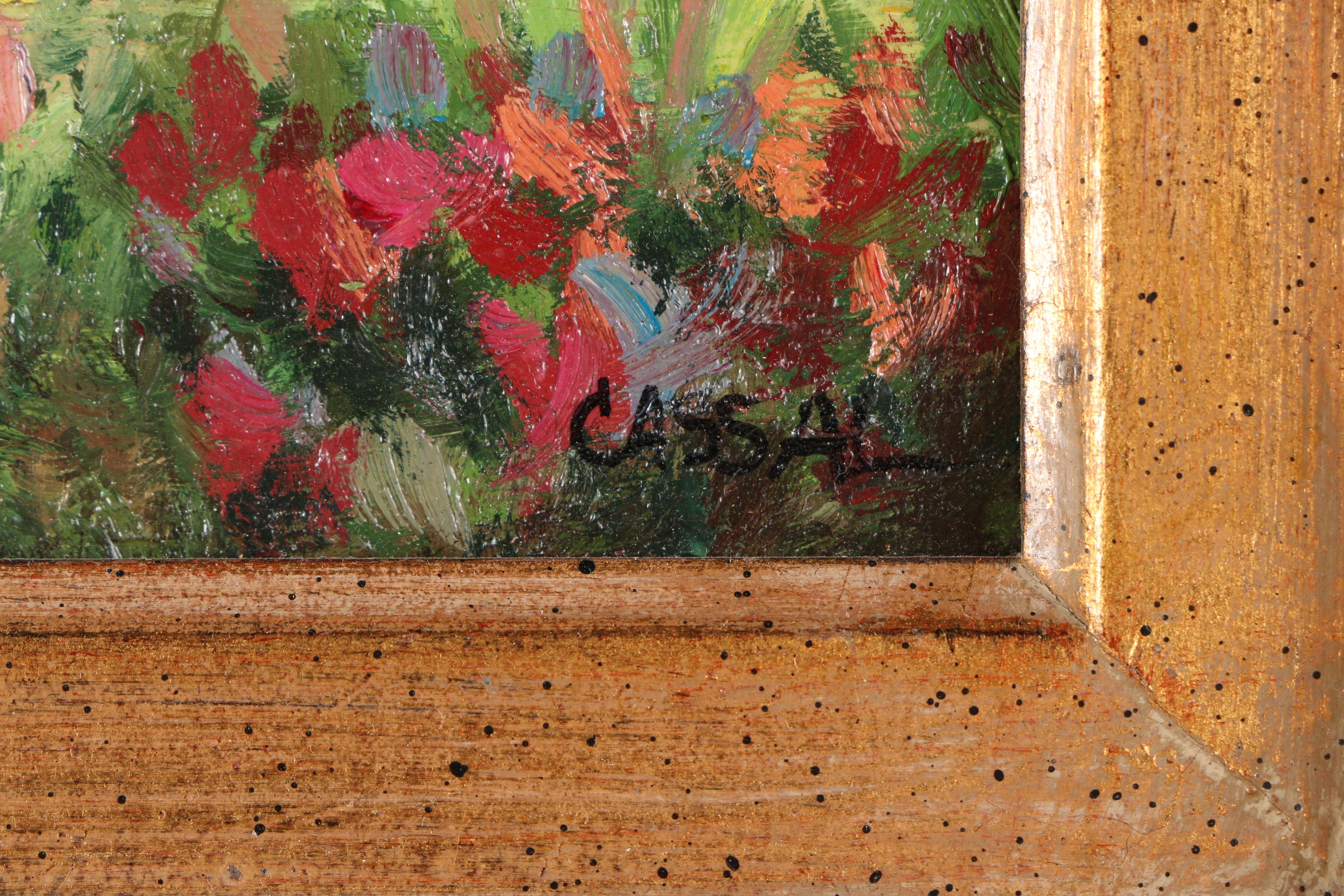 Cassal Oil Painting on Canvas of a Pond and Garden