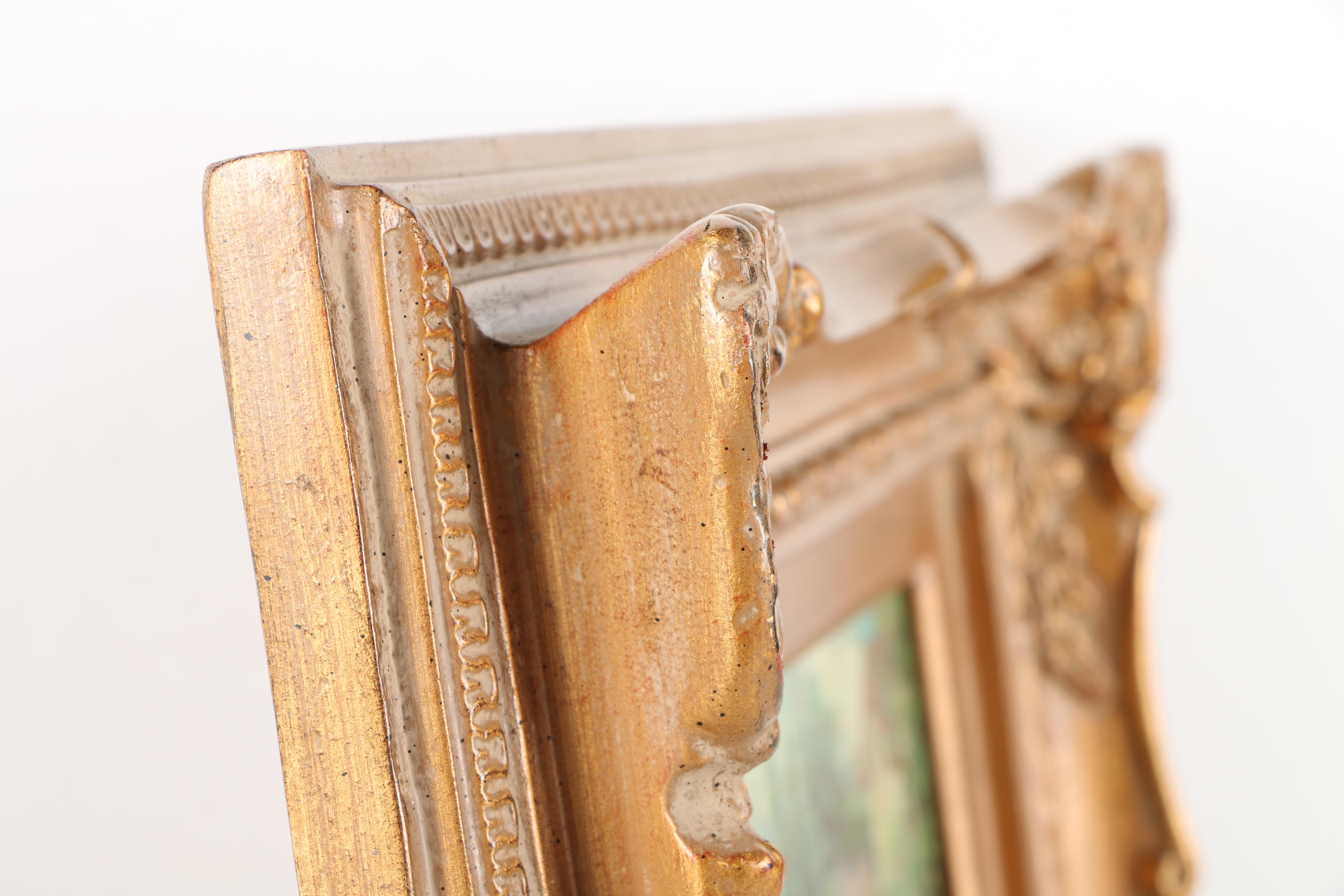 Cassal Oil Painting on Canvas of a Pond and Garden