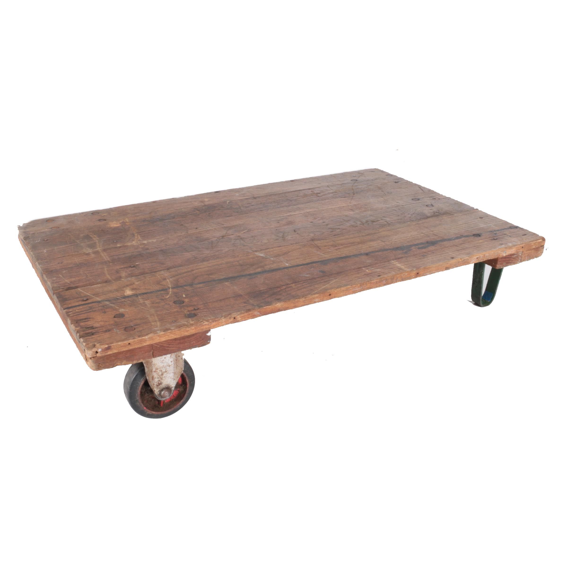 Vintage Oak Fairbanks Two-Wheel Industrial Flatbed Cart