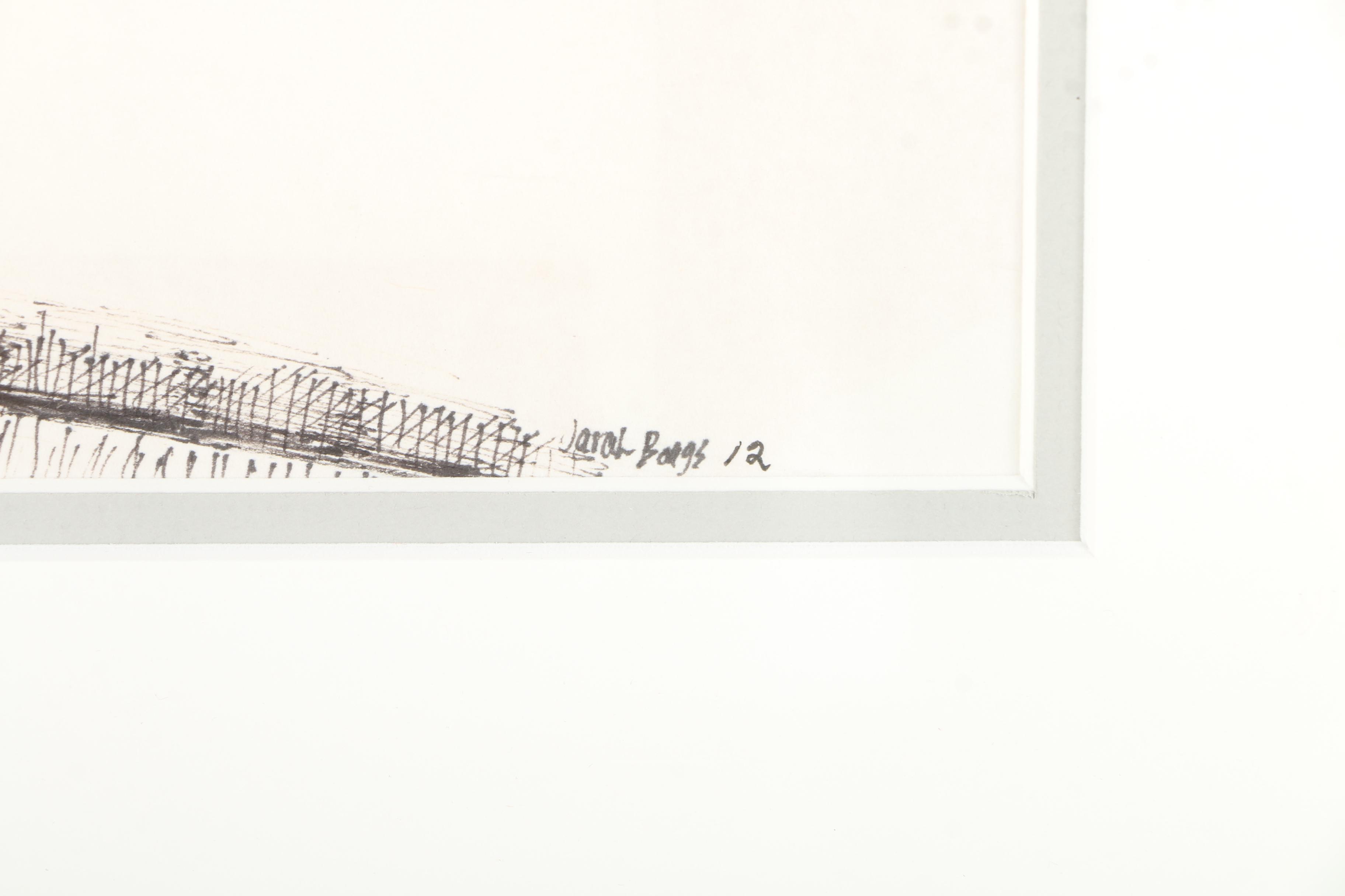 Boggs Ink Drawing on Paper of Still Life