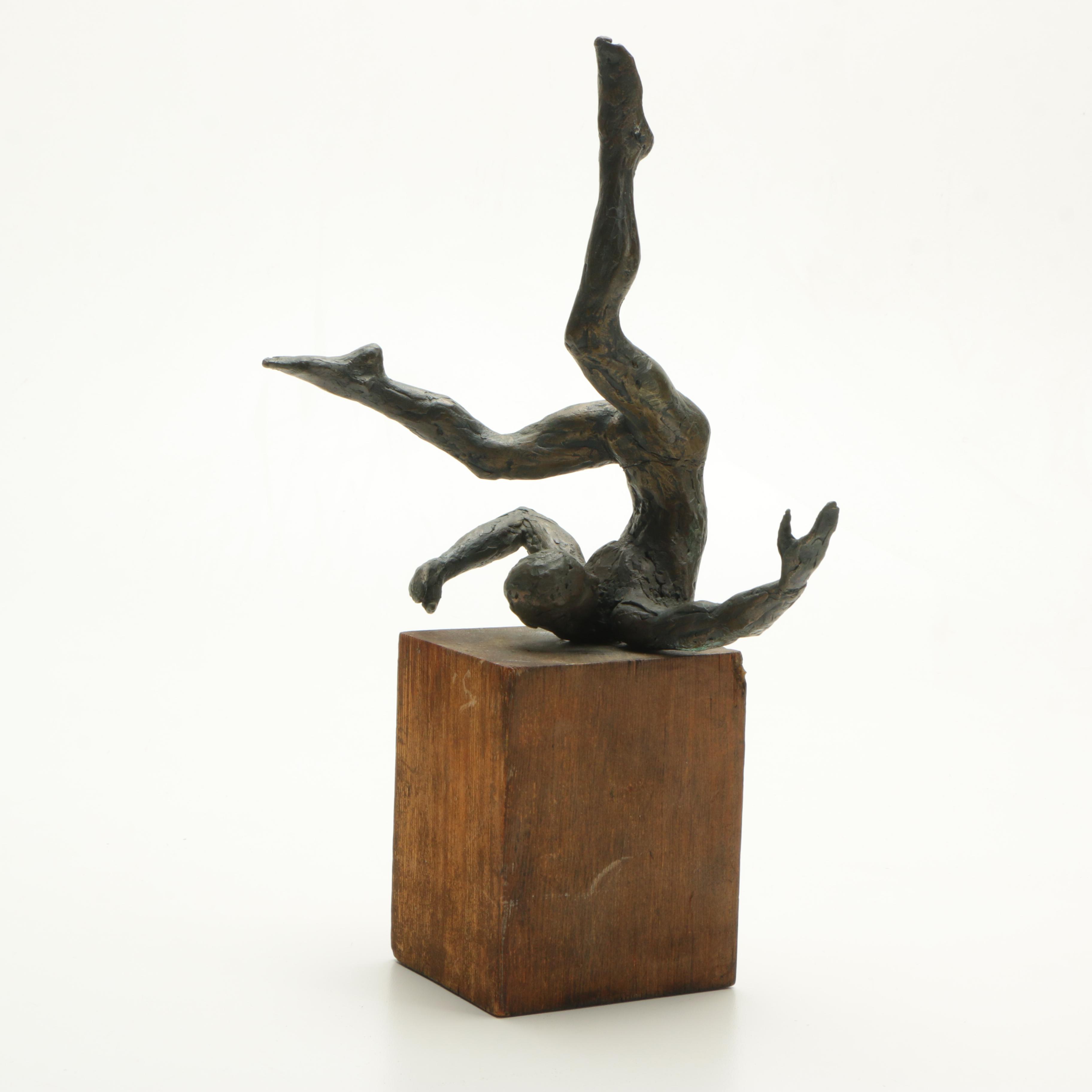 Brass Sculpture of a Falling Man
