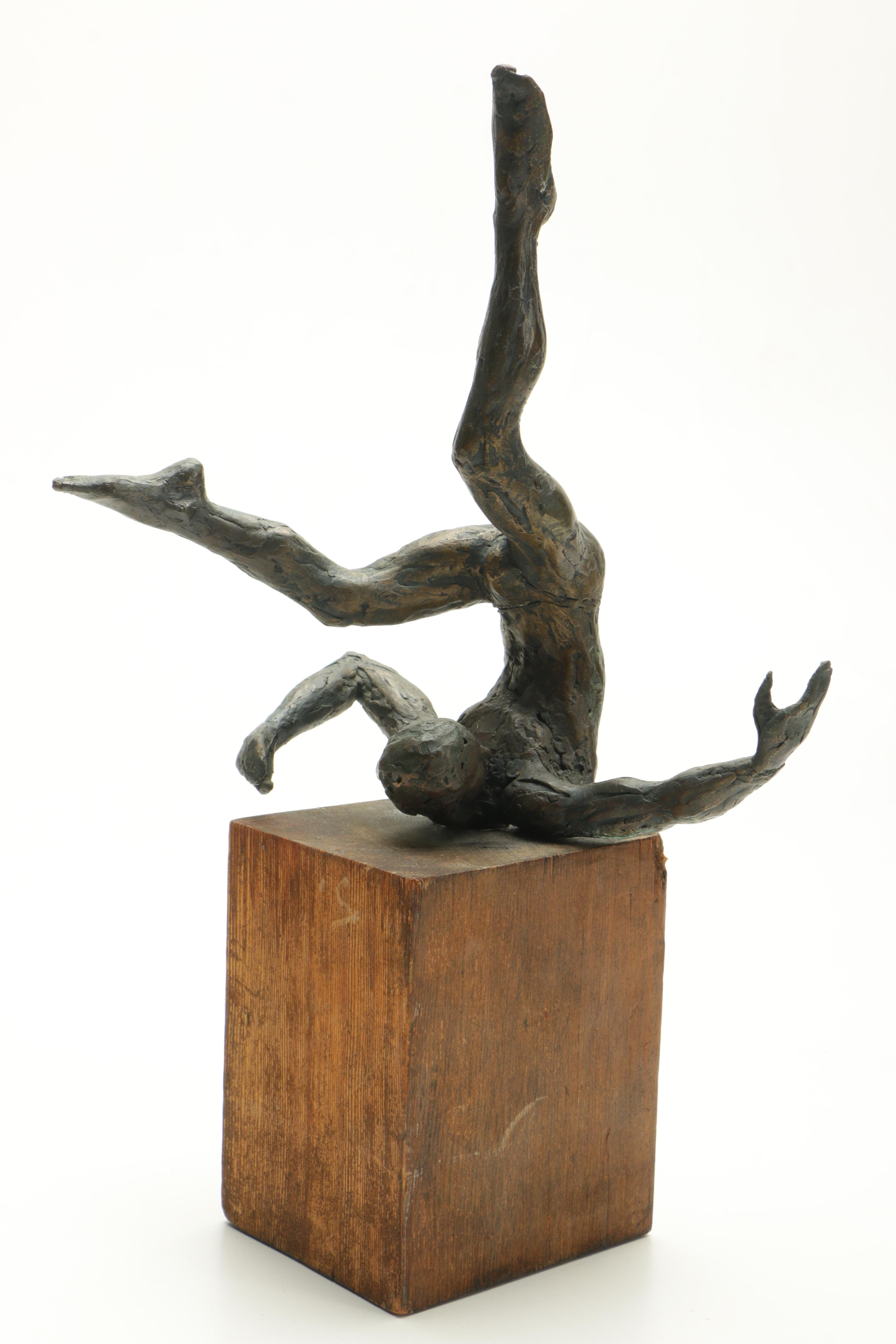 Brass Sculpture of a Falling Man