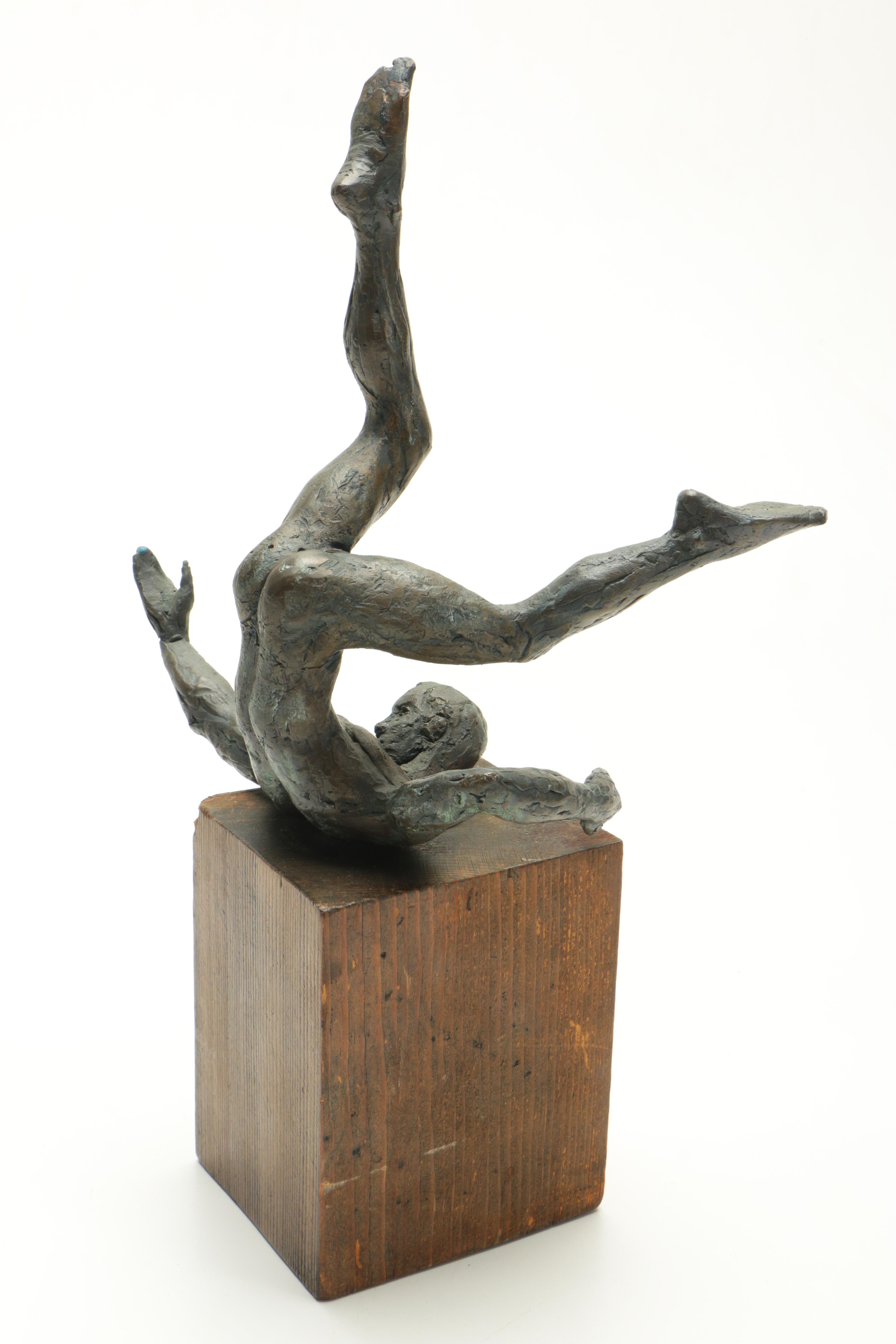 Brass Sculpture of a Falling Man