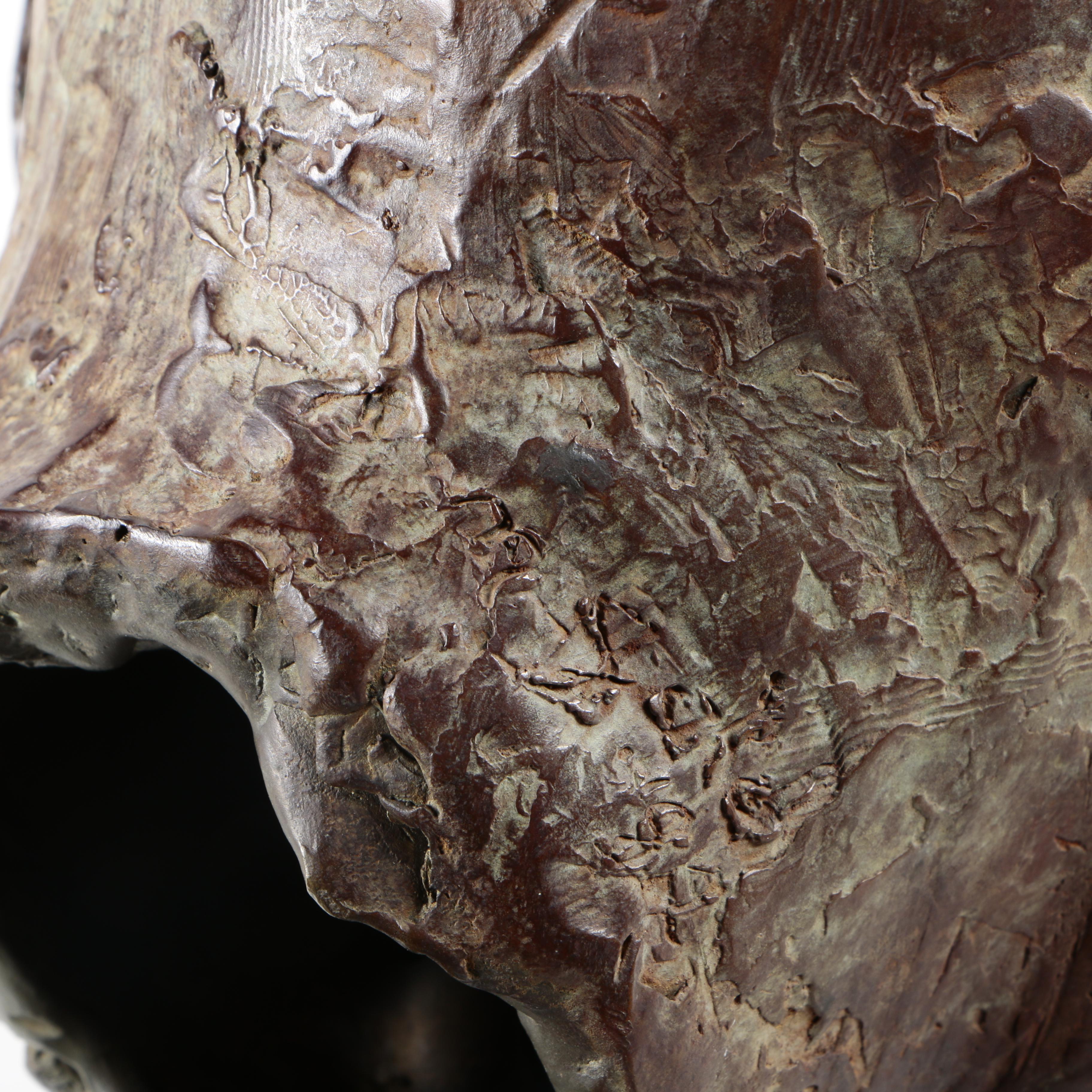 Signed Bronze Sculpture of a Female Head