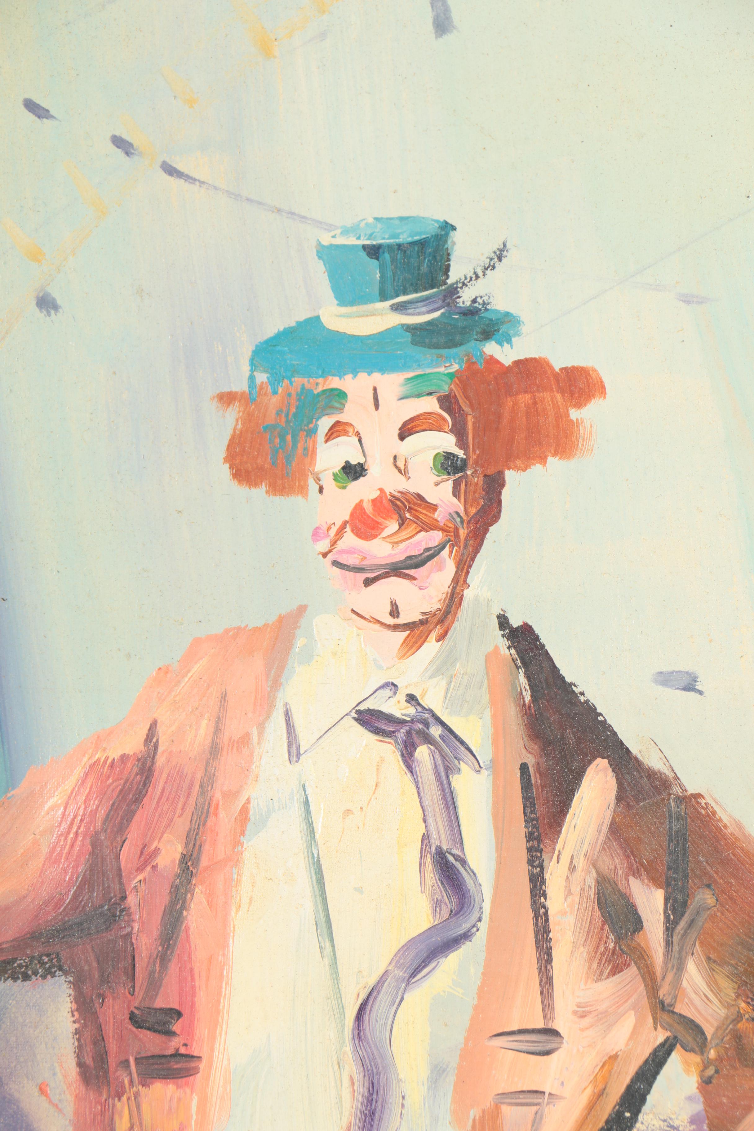 Oil Painting on Canvas of Circus Clown