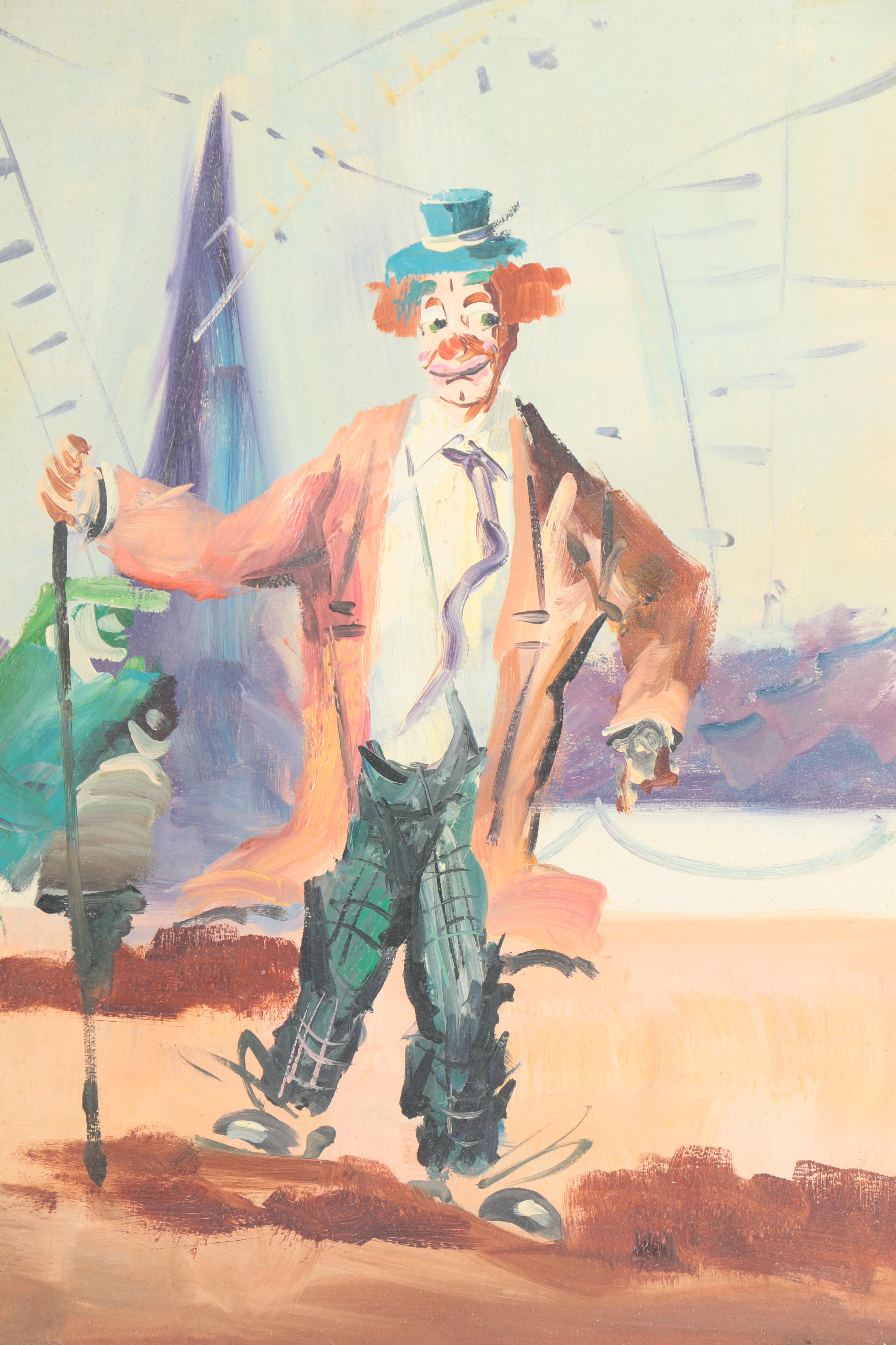 Oil Painting on Canvas of Circus Clown