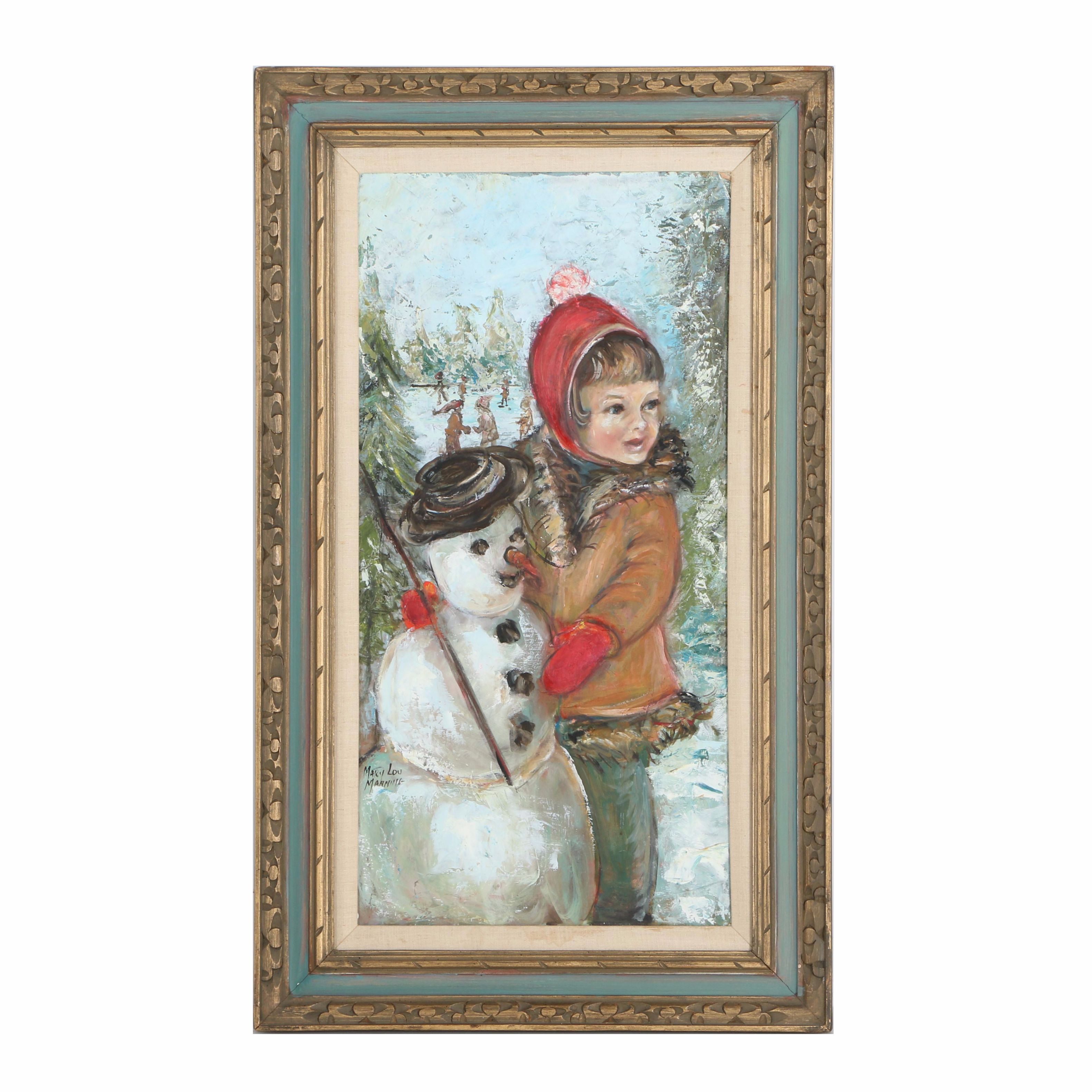 Mary Lou Manning Oil Painting on Canvas "In The Park"