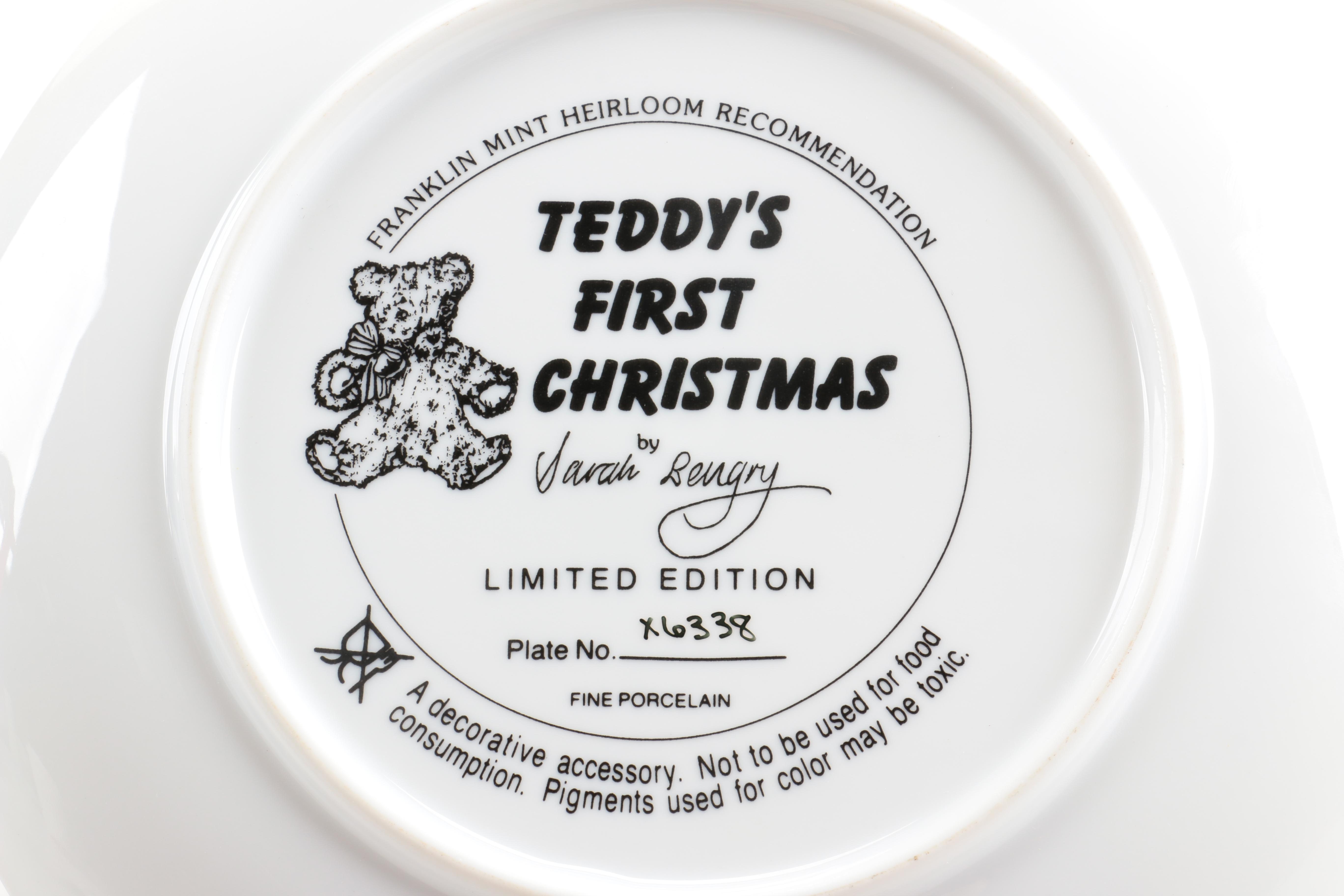 Franklin Mint "Teddy's First Christmas" Collector's Plate
