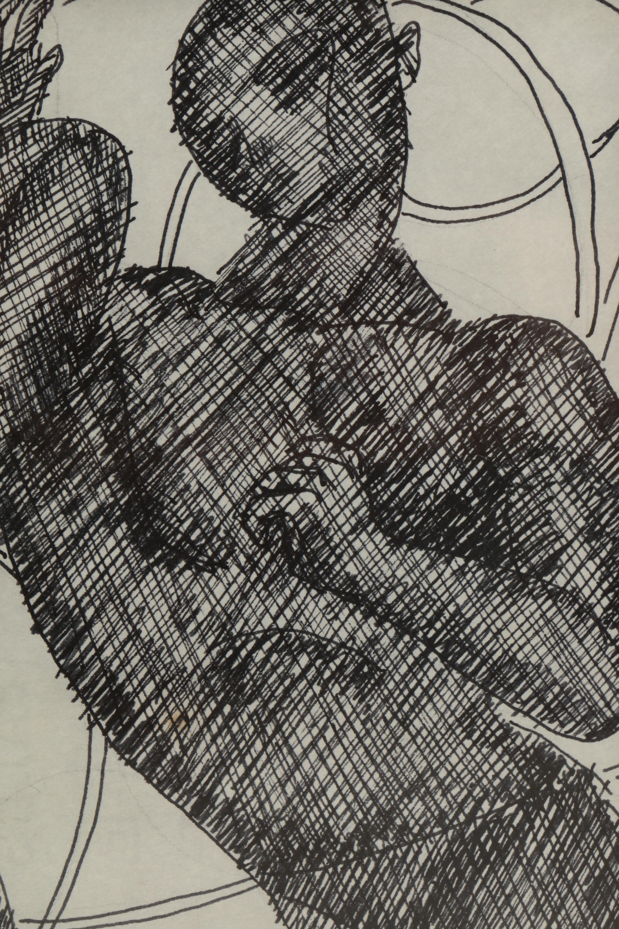 Philip Callahan Ink Drawing on Paper of Figures