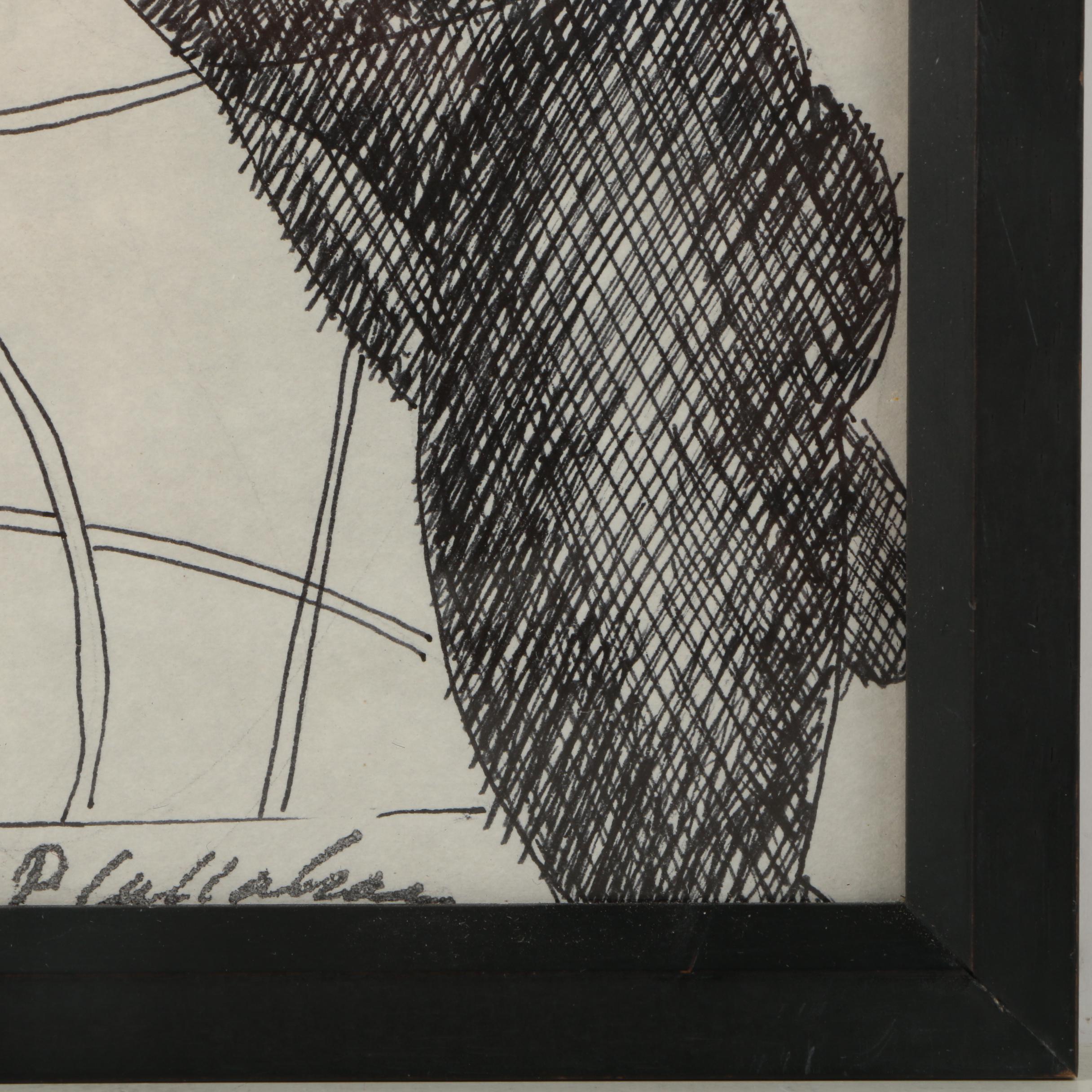 Philip Callahan Ink Drawing on Paper of Figures