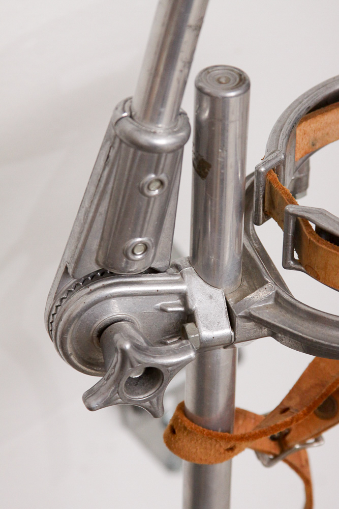 Vintage Tooled Leather Golf Bag with Clubs and Hand Cart