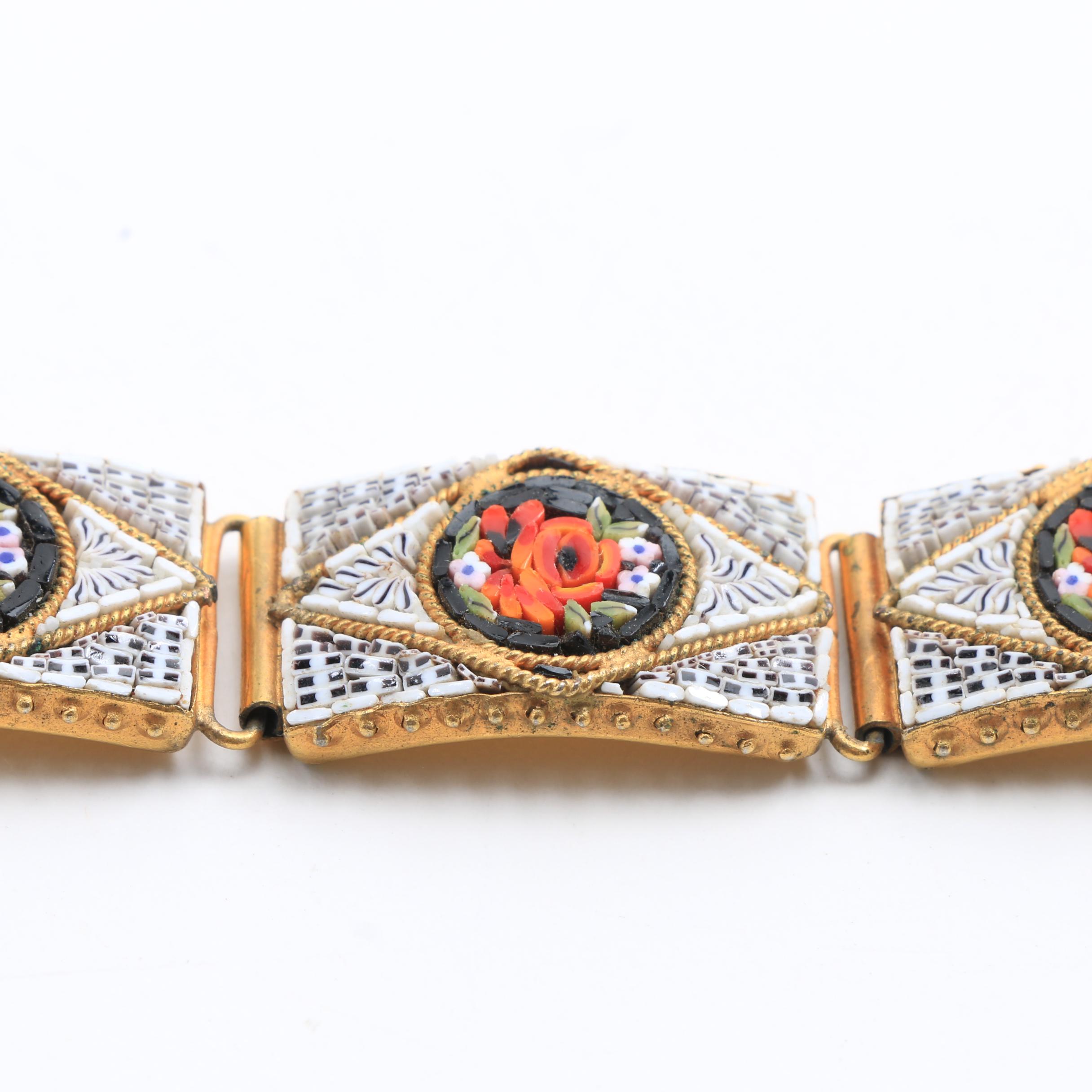Italian Glass Mosaic Link Bracelet
