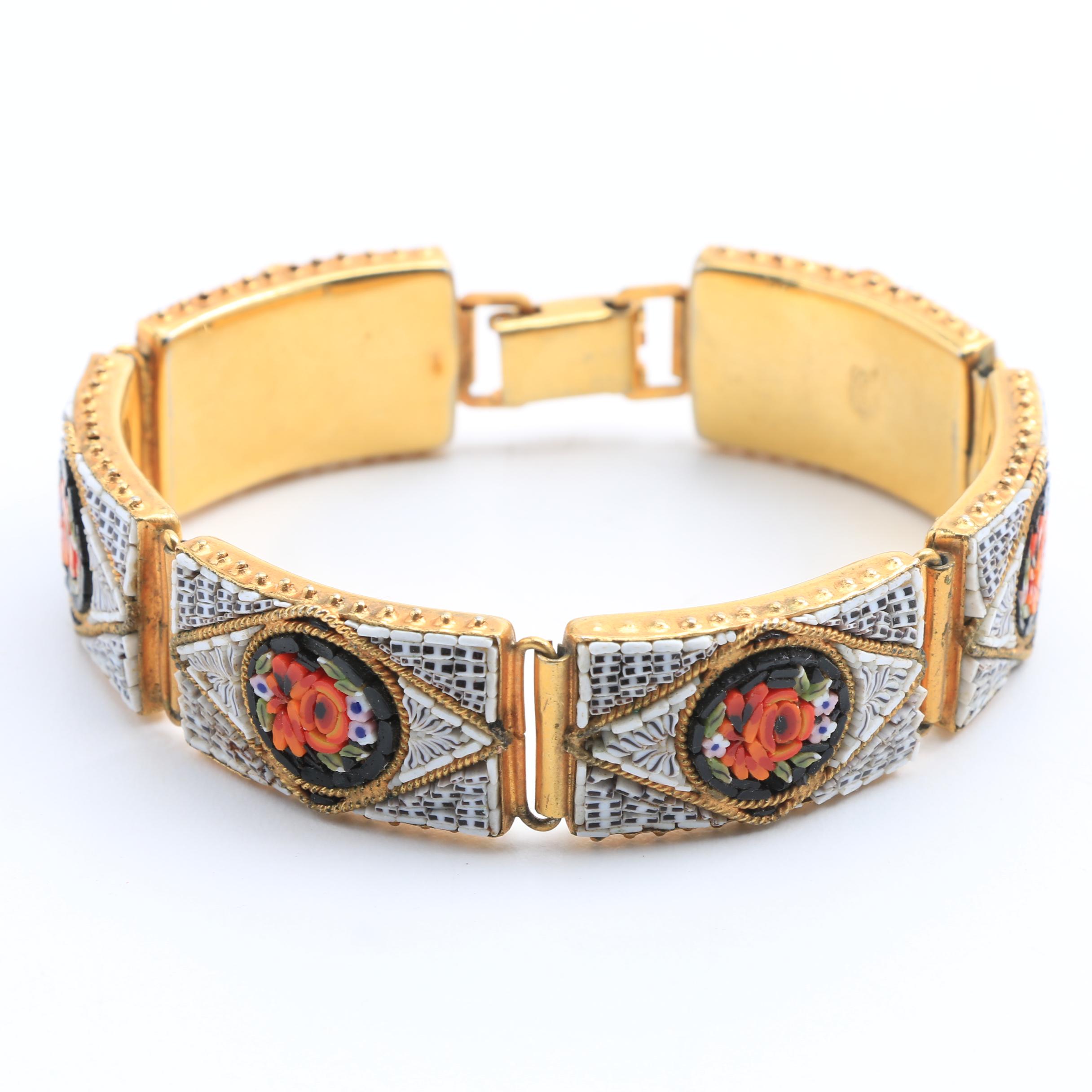 Italian Glass Mosaic Link Bracelet
