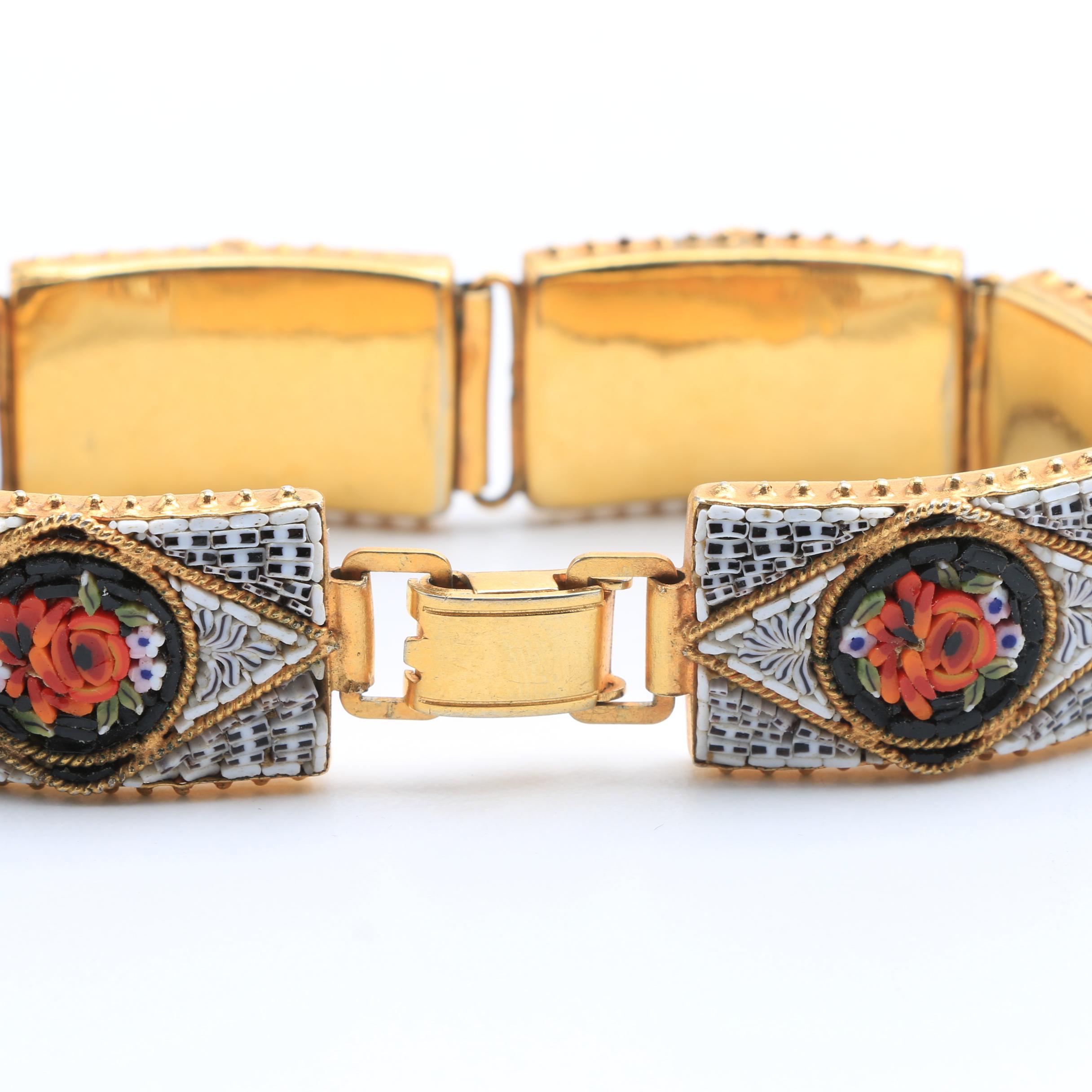 Italian Glass Mosaic Link Bracelet