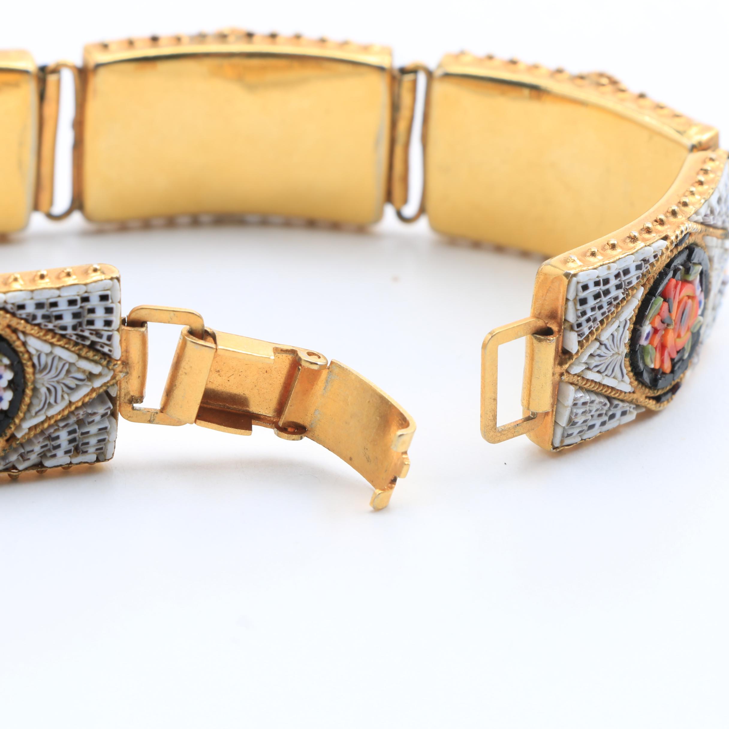 Italian Glass Mosaic Link Bracelet