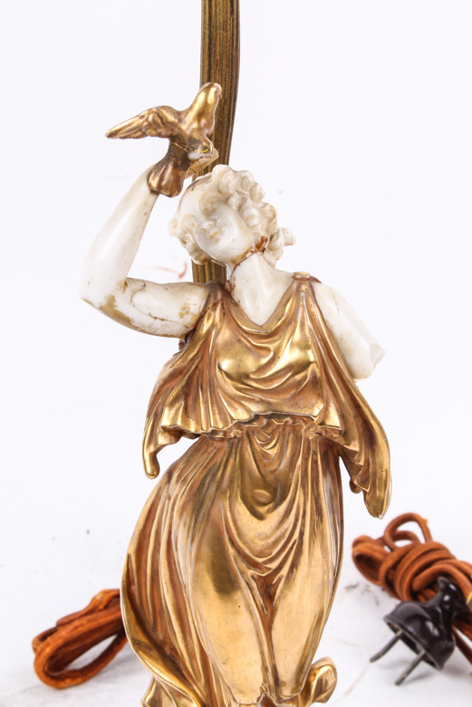 Figural Gold Tone Grecian Style Lamps