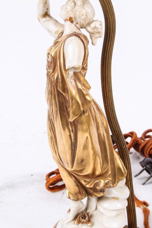 Figural Gold Tone Grecian Style Lamps