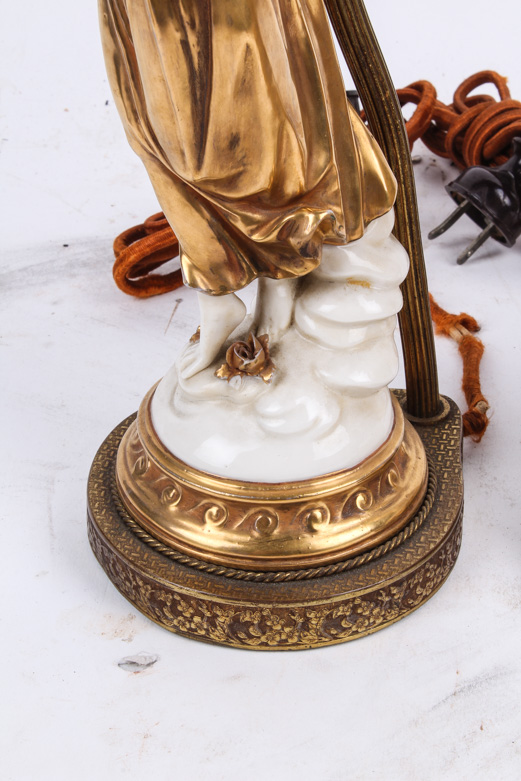 Figural Gold Tone Grecian Style Lamps