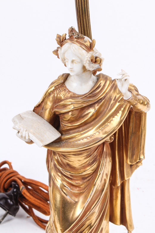 Figural Gold Tone Grecian Style Lamps