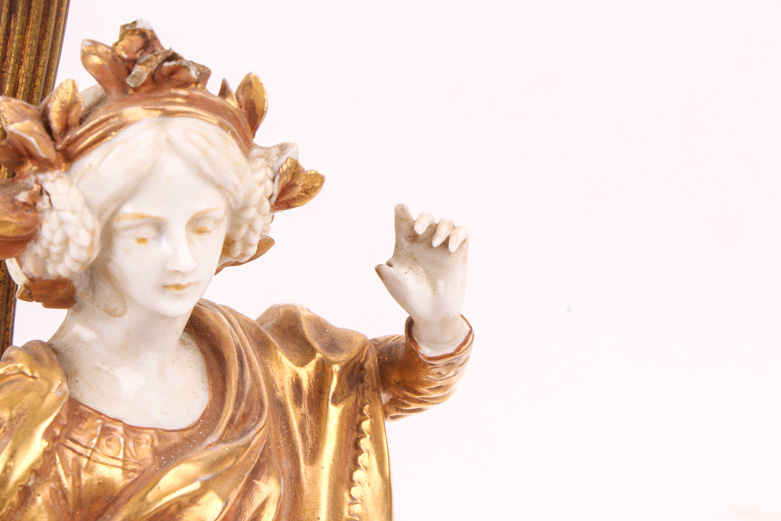 Figural Gold Tone Grecian Style Lamps