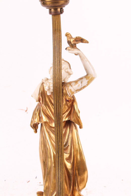 Figural Gold Tone Grecian Style Lamps