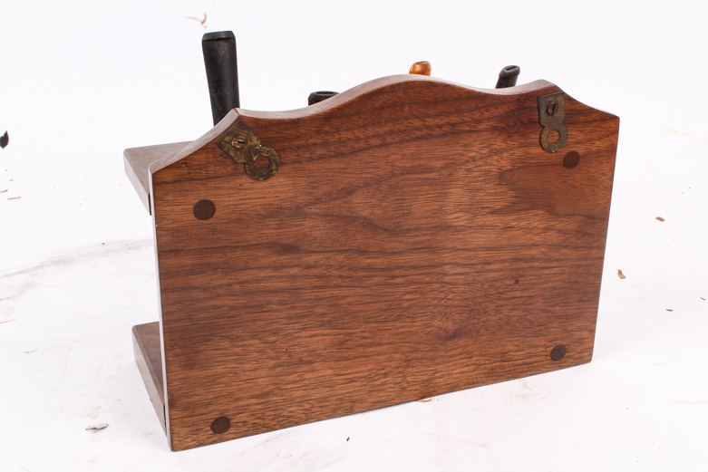 Collection of Smoking Pipes in Wooden Stand