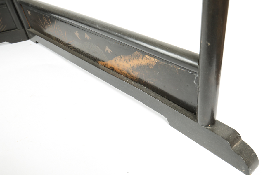 Japanese Hand-Painted Lacquered Wood Kimono Rack