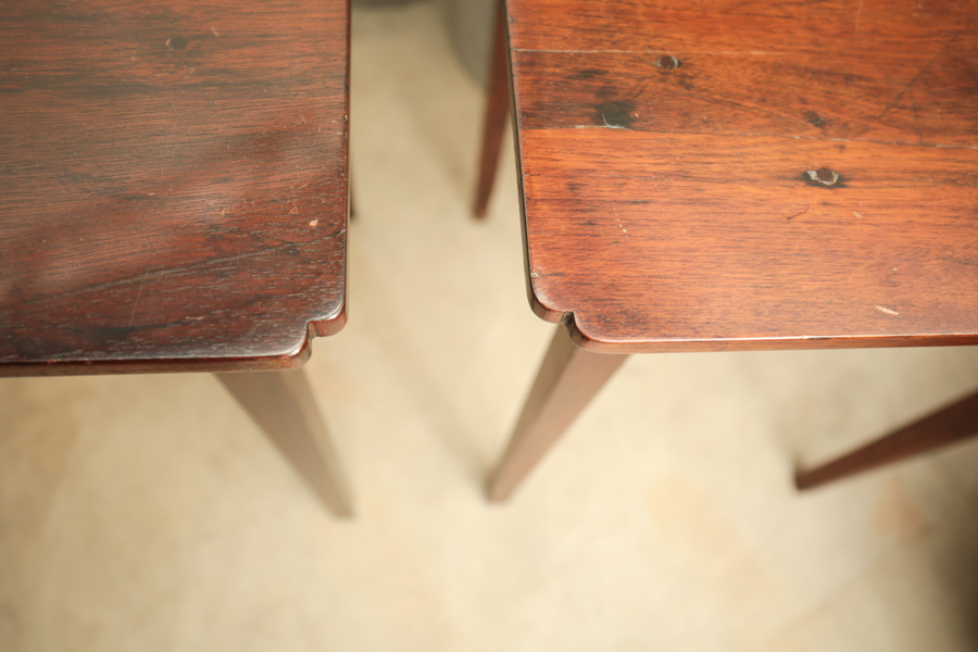 Antique Country Hepplewhite Style Side Tables With Notched Tops