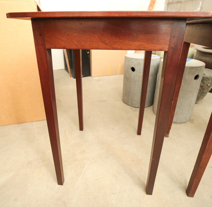 Antique Country Hepplewhite Style Side Tables With Notched Tops