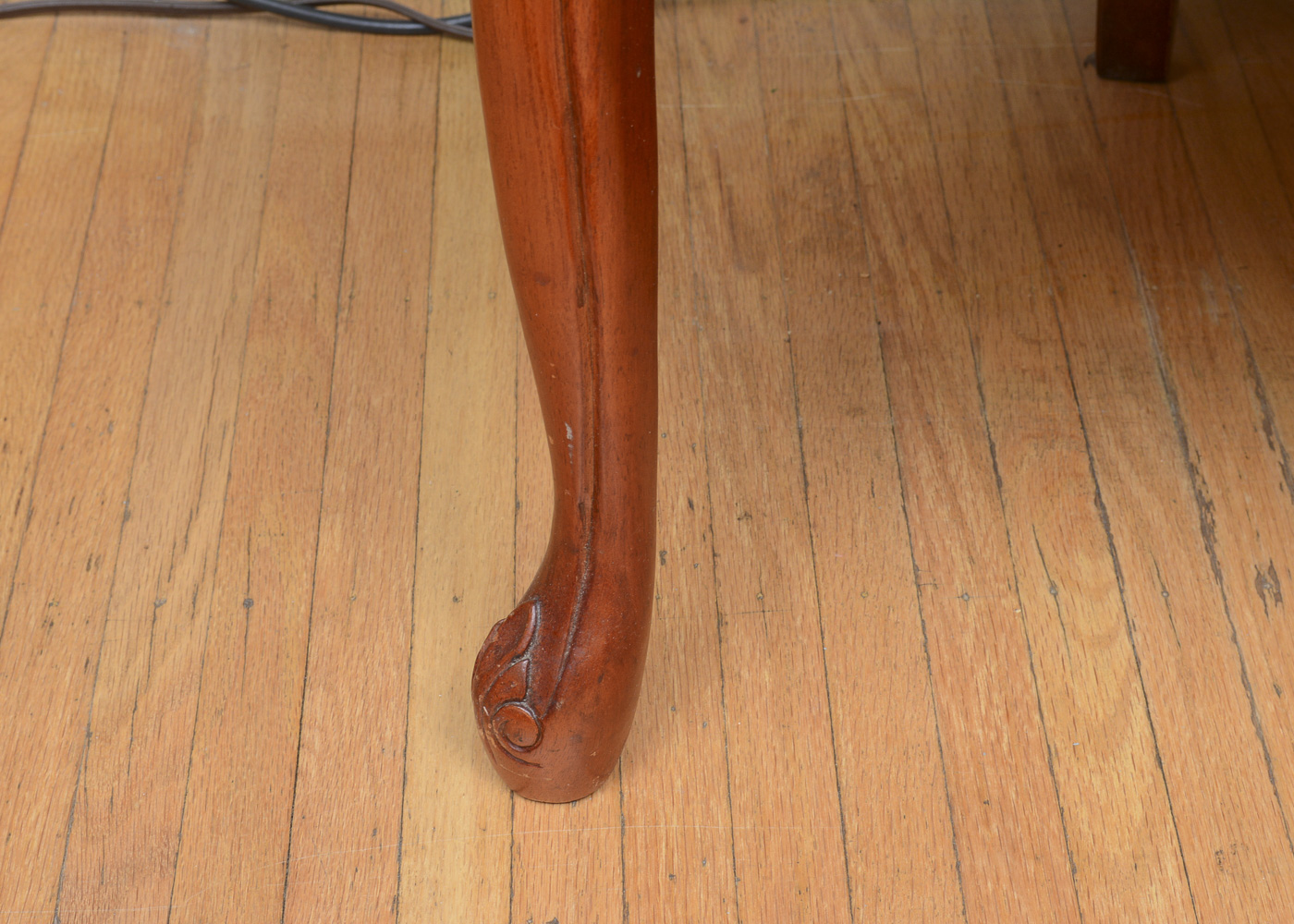 Vintage Queen Anne Style Arm Chair with Ottoman