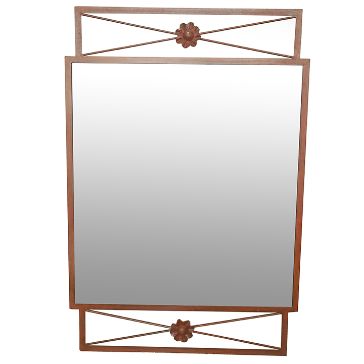 Decorative Wall Mirror in Rustic Metal Frame