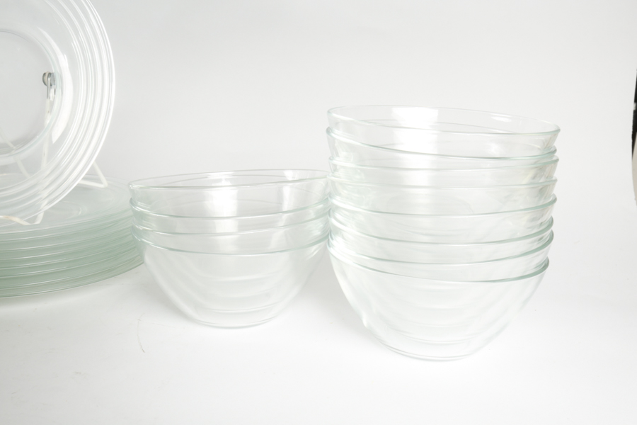 Large Collection of French Arcoroc Glass Dishes