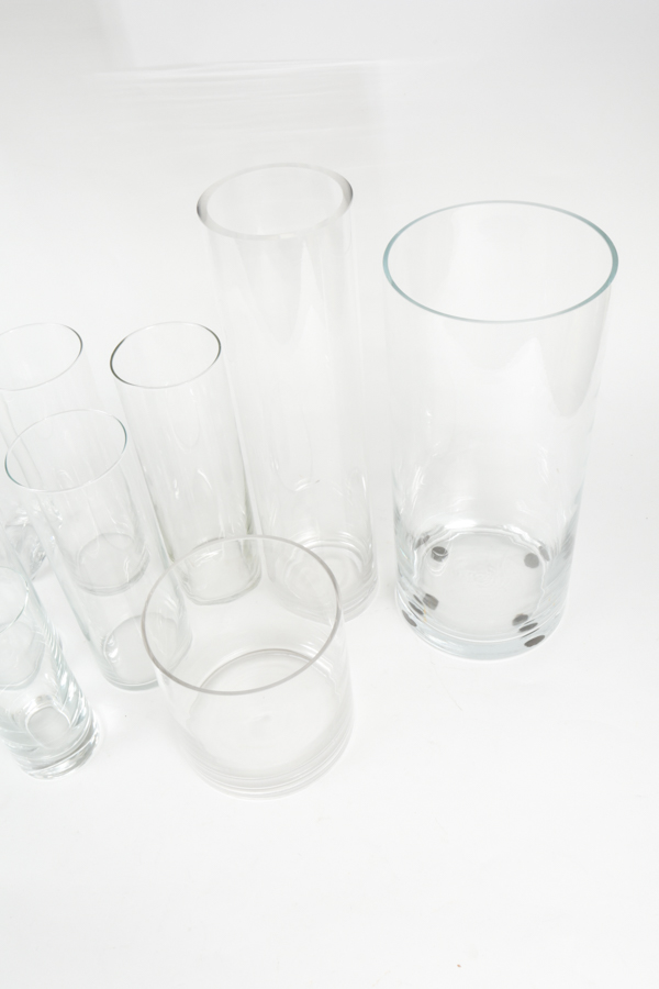 Variety of Clear Glass Vases
