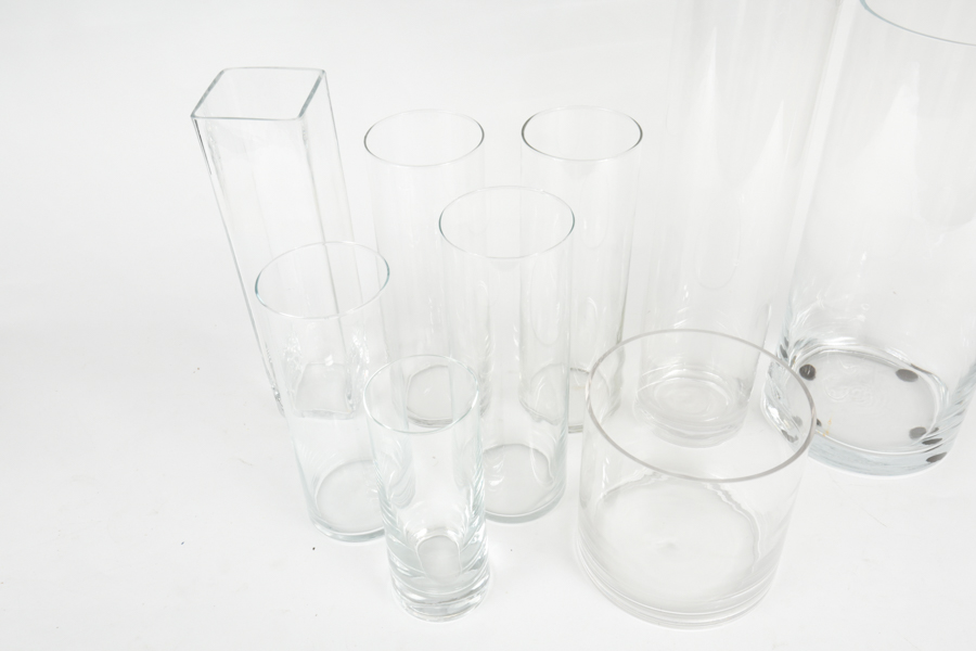 Variety of Clear Glass Vases
