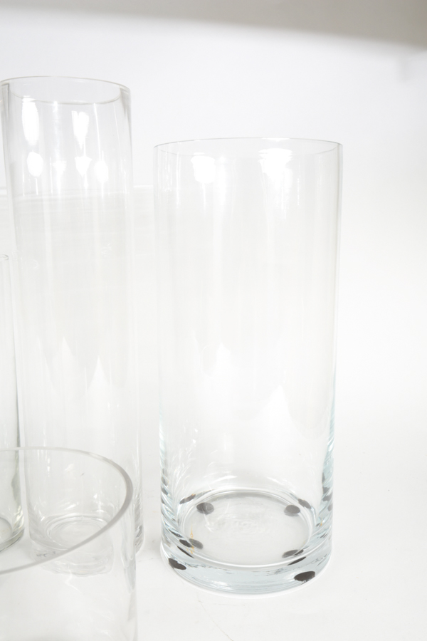 Variety of Clear Glass Vases