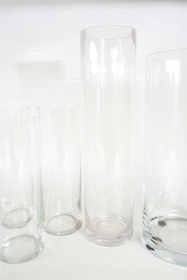 Variety of Clear Glass Vases