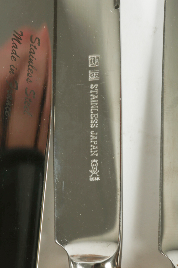 Assembled Set of Stainless Steel Flatware with Bamboo Handles