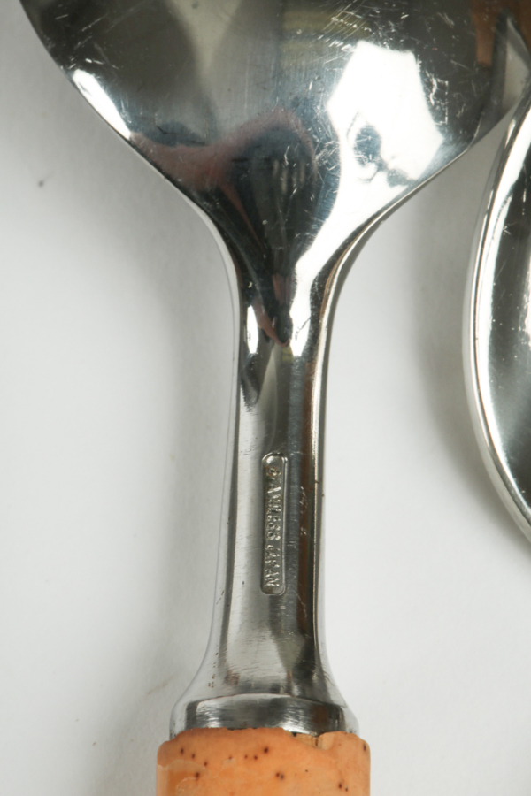 Assembled Set of Stainless Steel Flatware with Bamboo Handles