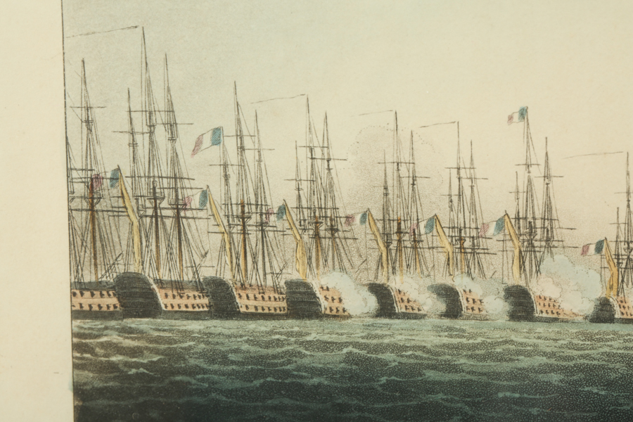 19th-Century Aquatint Print "Battle of the Nile" after Thomas Whitcombe